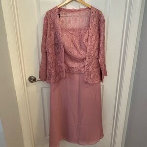 Dusty Rose Beaded Lace Dress, Mother of Bride Dress